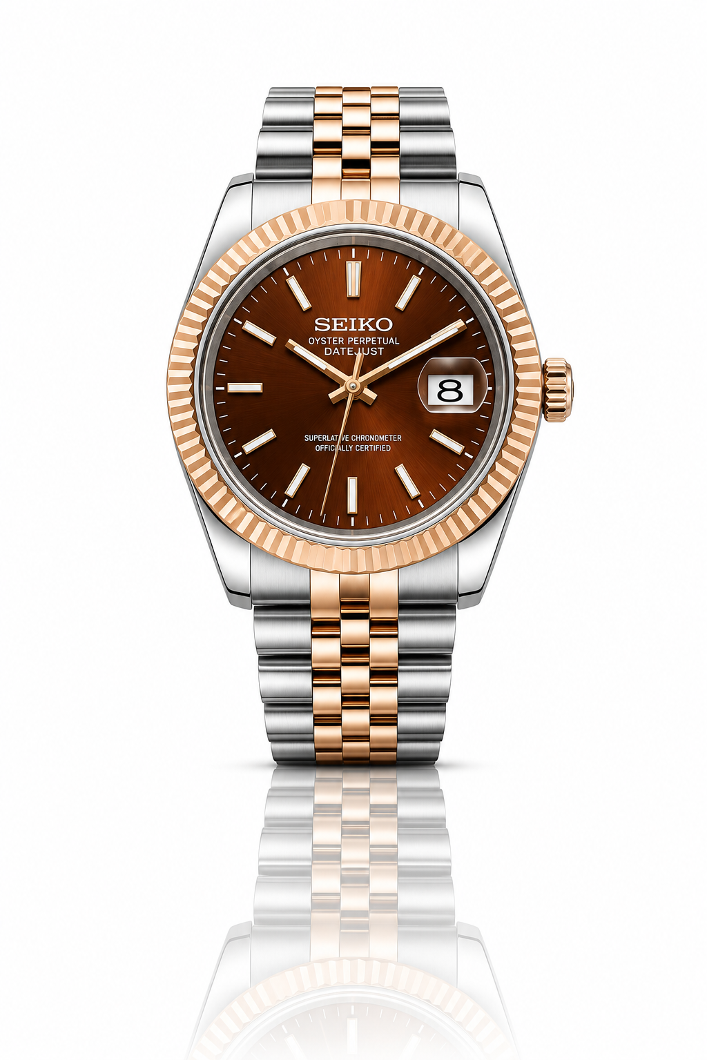Seiko Mod Two-Tone Rose Gold Choco Dial – The Time Pusher