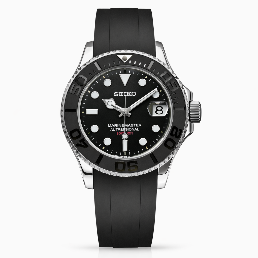 Seiko Mod Black Yatch-Master Silver II