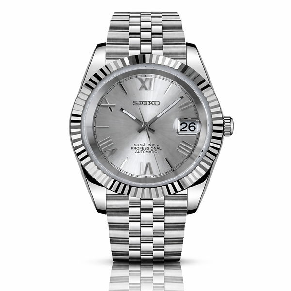 Seiko Mod Datejust Roman Silver